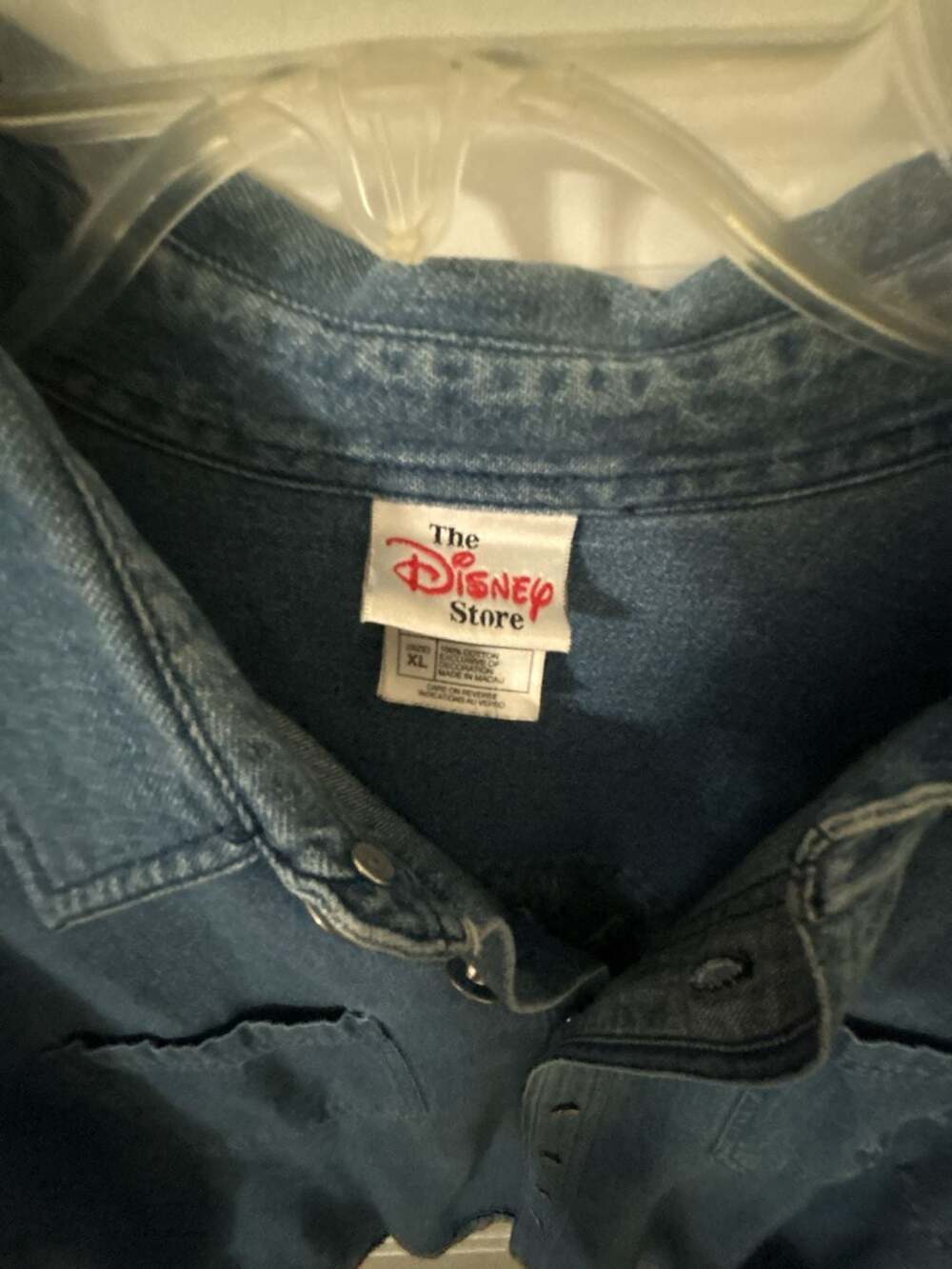 The Disney Store Tigger Denim Button-Down Shirt Size XL Blue